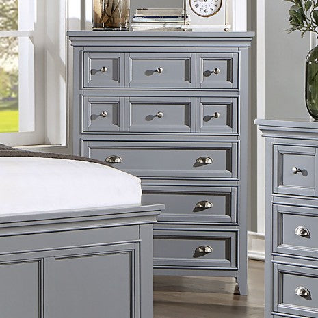 Commode de style transitionnel gris château de Furniture of America, modèle CM7413GY-C