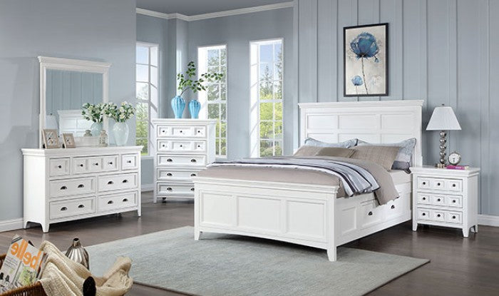 Commode de style transitionnel Castile White de Furniture of America, modèle CM7413WH-C