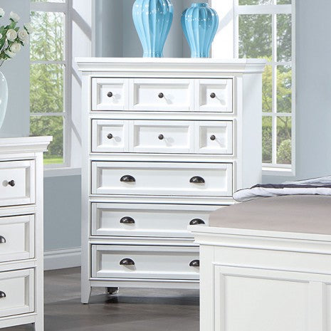 Commode de style transitionnel Castile White de Furniture of America, modèle CM7413WH-C