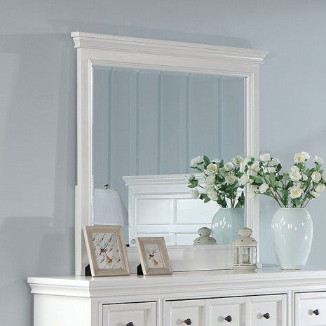 Miroir de style transitionnel blanc Castile de Furniture of America, modèle CM7413WH-M