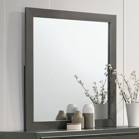 Miroir contemporain gris métallisé Alison de Furniture of America, modèle CM7416GY-M