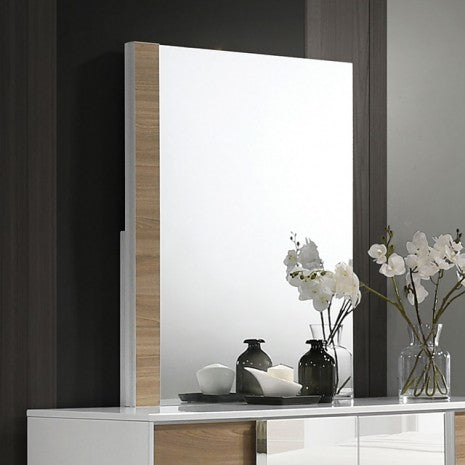 Miroir contemporain Erlangen blanc/naturel de Furniture of America, modèle CM7462WH-M