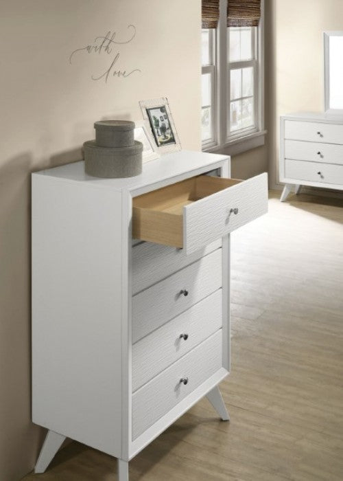 Commode contemporaine blanche de Furniture of America Dortmund, modèle CM7465WH-C