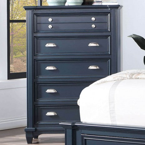 Commode transitionnelle bleu ardoise Manzanillo de Furniture of America, modèle CM7470BL-C