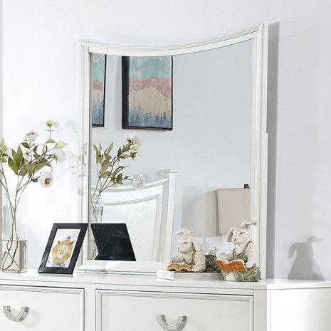 Miroir de style transitionnel blanc Lycoris de Furniture of America, modèle CM7477WH-M