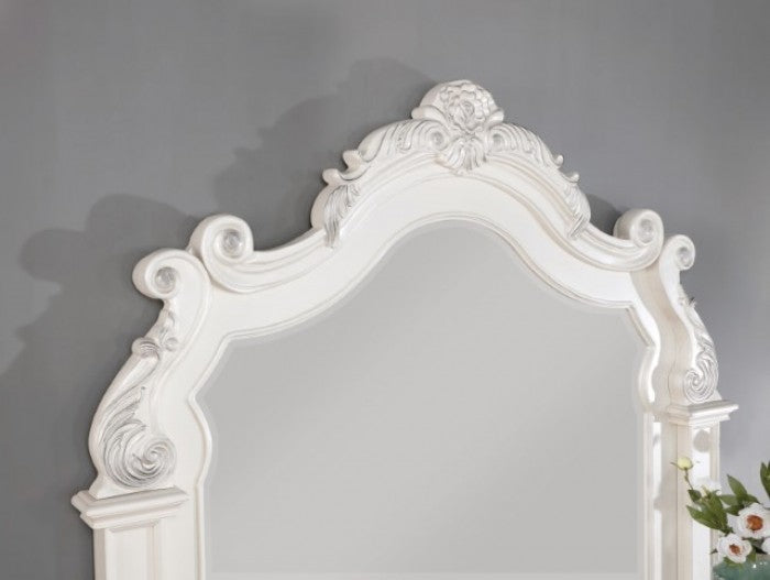 Miroir traditionnel Esparanza blanc perle, modèle CM7478WH-M, de Furniture of America