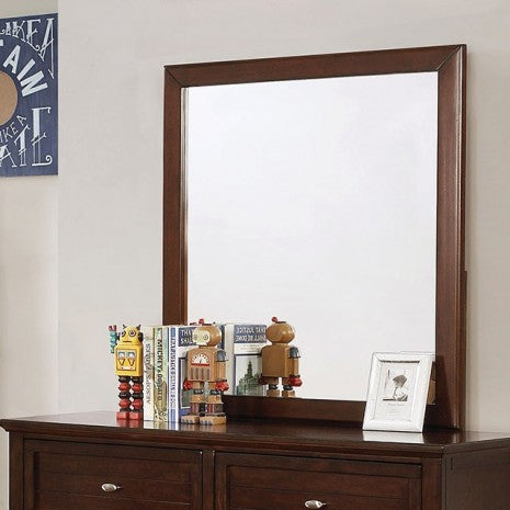 Miroir de style transitionnel Brogan Brown Cherry de Furniture of America, modèle CM7517CH-M