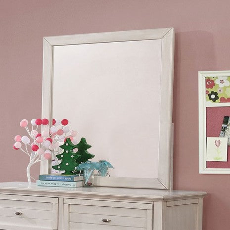 Miroir de style transitionnel Brogan blanc antique, modèle CM7517WH-M de Furniture of America