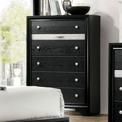 Commode contemporaine Chrissy noire de Furniture of America, modèle CM7552BK-C