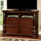 Meuble TV Arthur Brown Cherry Traditional de Furniture of America, modèle CM7587TV