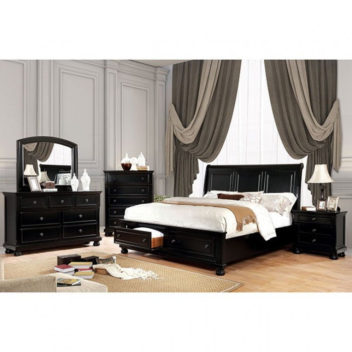 Miroir de style transitionnel noir Castor de Furniture of America, modèle CM7590BK-M