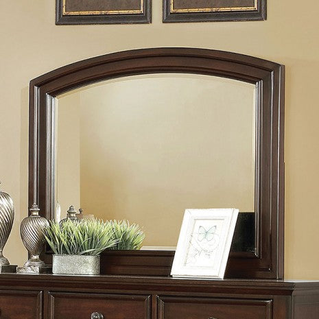 Miroir de style transitionnel Castor Brown Cherry de Furniture of America, modèle CM7590CH-M