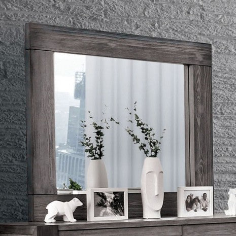 Miroir rustique gris Janeiro de Furniture of America, modèle CM7628GY-M