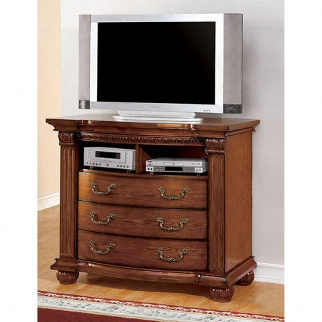 Meuble TV Bellagrand en chêne tabac antique, modèle CM7738TV-DR de Furniture of America