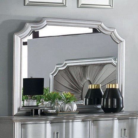 Miroir Aalok argenté glamour de Furniture of America, modèle CM7864M