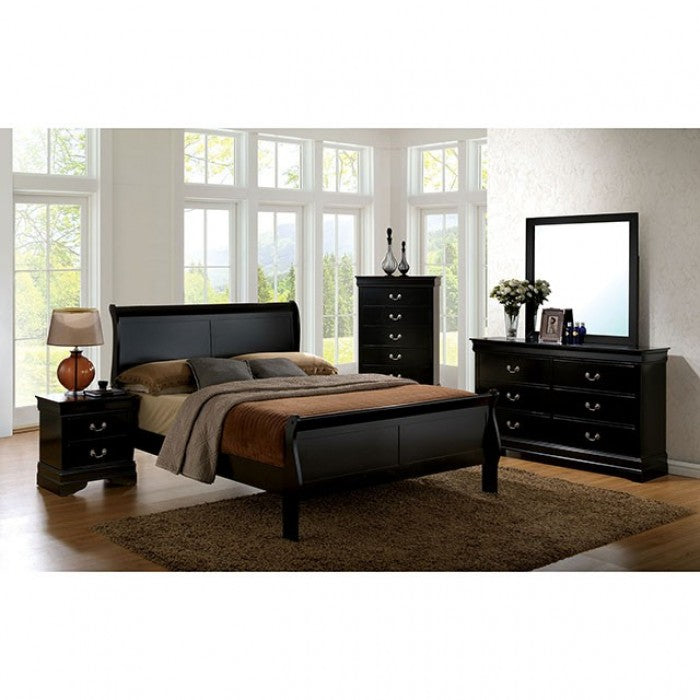 Miroir Louis Philippe noir de style transitionnel, modèle CM7866BK-M, de Furniture of America