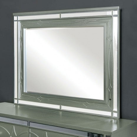 Miroir de style transitionnel argenté Manar de Furniture of America, modèle CM7891M