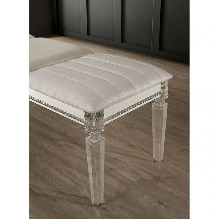 Banc contemporain Maddie Pearl White de Furniture of America, modèle CM7899BN