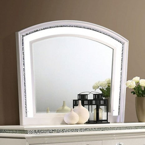Miroir arqué contemporain blanc perle Maddie de Furniture of America, modèle CM7899M