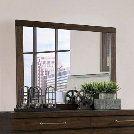 Miroir de style transitionnel Maggie en noyer de Furniture of America, modèle CM7919M