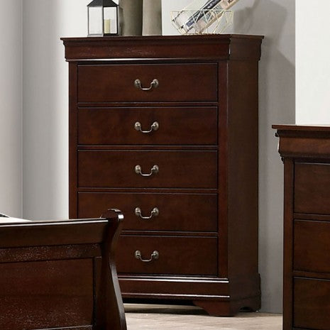 Commode de style transitionnel Louis Philippe en merisier foncé, modèle FM7866CH-C, de Furniture of America
