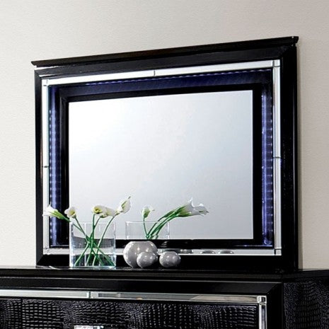 Miroir contemporain noir Bellanova de Furniture of America, modèle CM7979BK-M