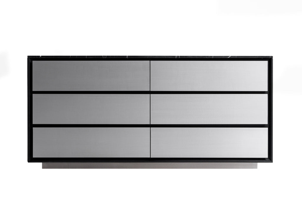 Modrest Concord Modern Black Marble & Black Ash & Aluminum Dresser Model VGVC-J2301-D