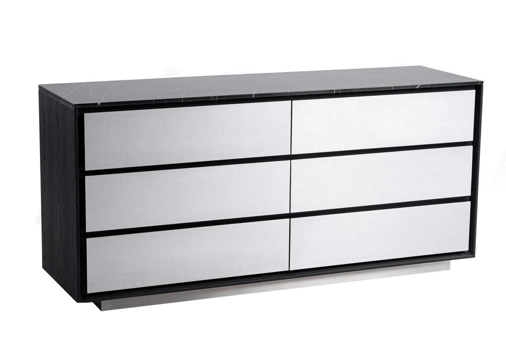 Modrest Concord Modern Black Marble & Black Ash & Aluminum Dresser Model VGVC-J2301-D