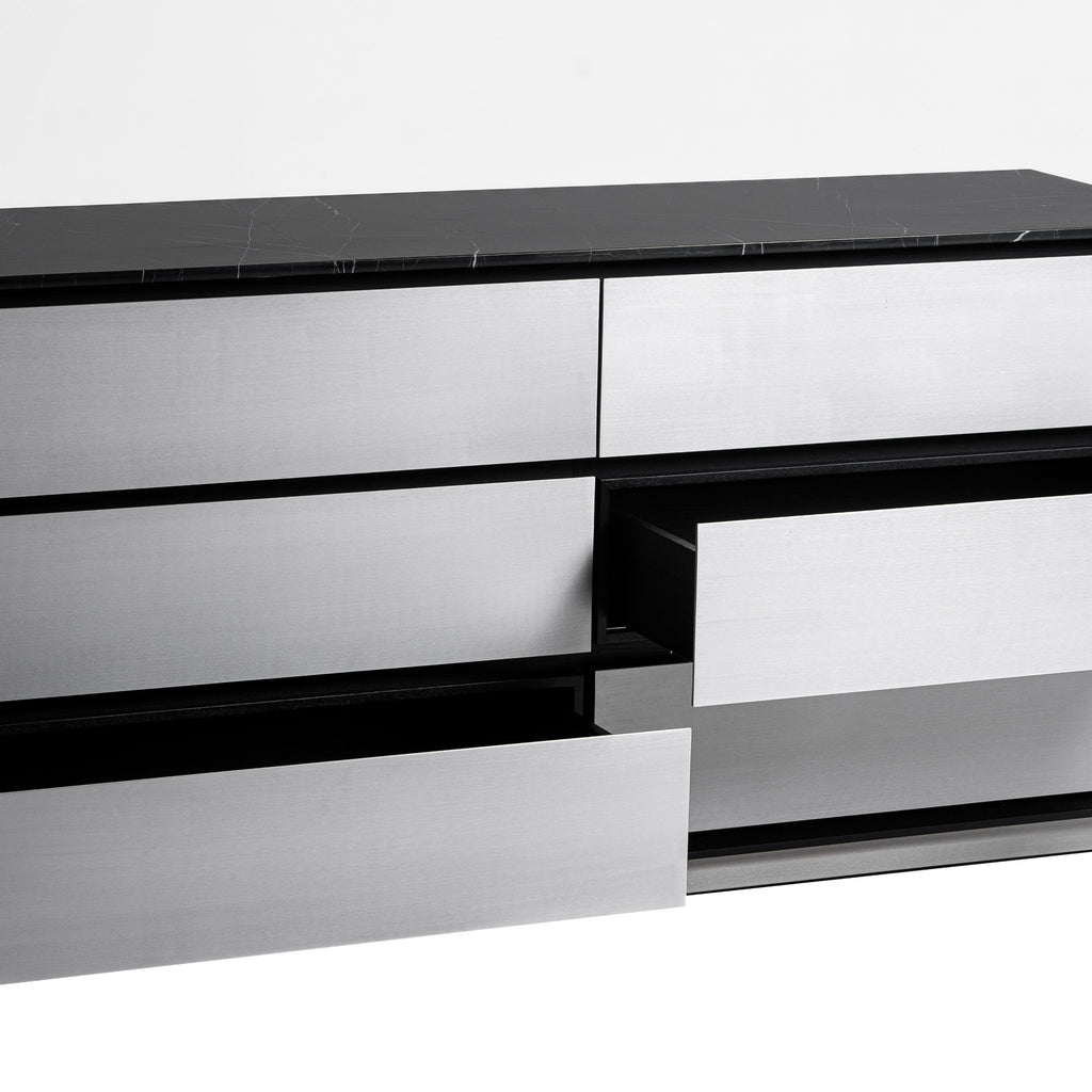 Modrest Concord Modern Black Marble & Black Ash & Aluminum Dresser Model VGVC-J2301-D
