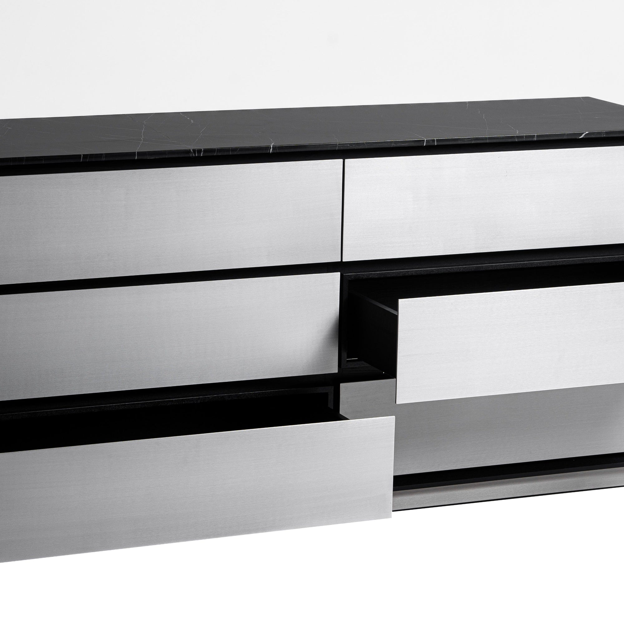 Modrest Concord Modern Black Marble & Black Ash & Aluminum Dresser Model VGVC-J2301-D