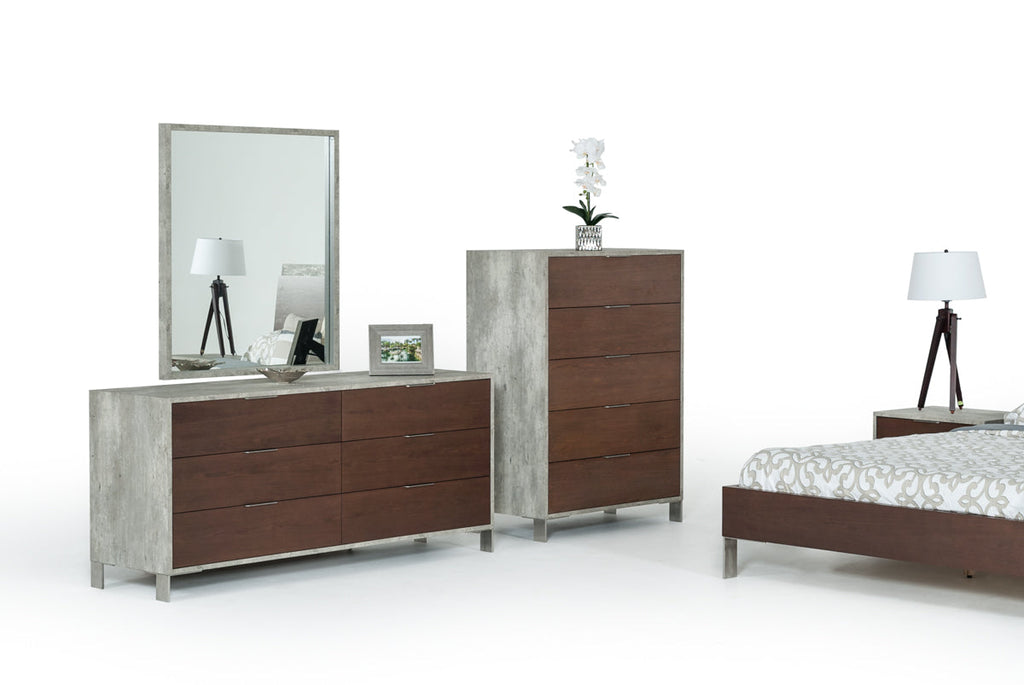 Nova Domus Conner Modern Dark Walnut & Faux Concrete Dresser Model VGAN-CONNER-DSR-DK