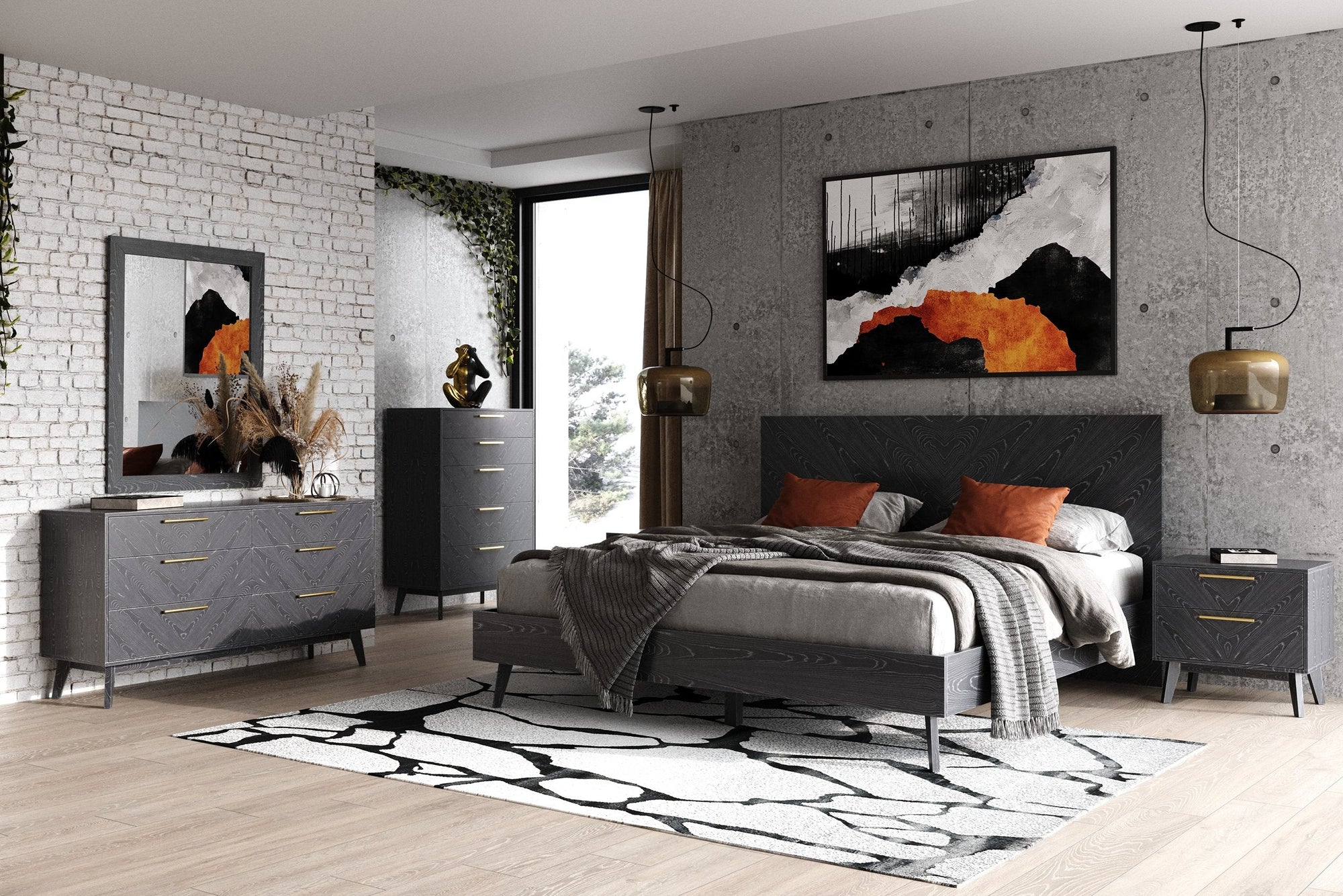Modrest Diana Eastern King Modern Grey Ash Bedroom Set Model VGMABR-132-SET-EK