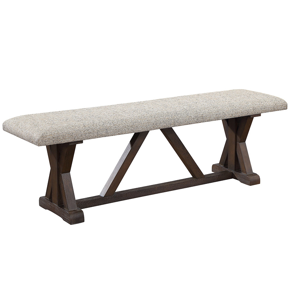 ACME Pascaline Gray Fabric Rustic Brown & Oak Bench Model DN00704