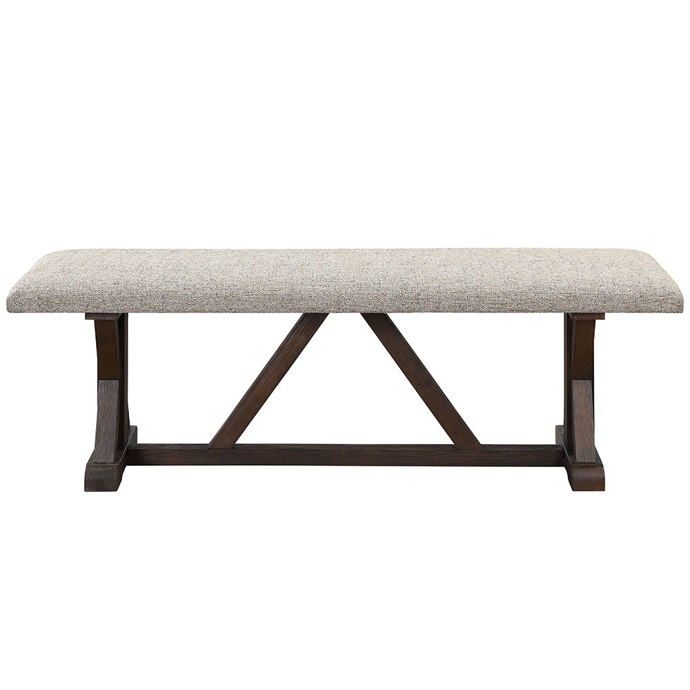 ACME Pascaline Gray Fabric Rustic Brown & Oak Bench Model DN00704