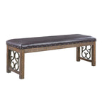 ACME Raphaela Black Synthetic Leather & Weathered Cherry Bench Model DN00982