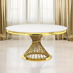 ACME Fallon Engineered Marble & Mirrored Gold Dining Table Model DN01189