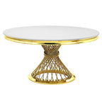 ACME Fallon Engineered Marble & Mirrored Gold Dining Table Model DN01189