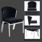 ACME Fallon Black Velvet & Mirrored Silver Side Chair (Set-2) Model DN01955