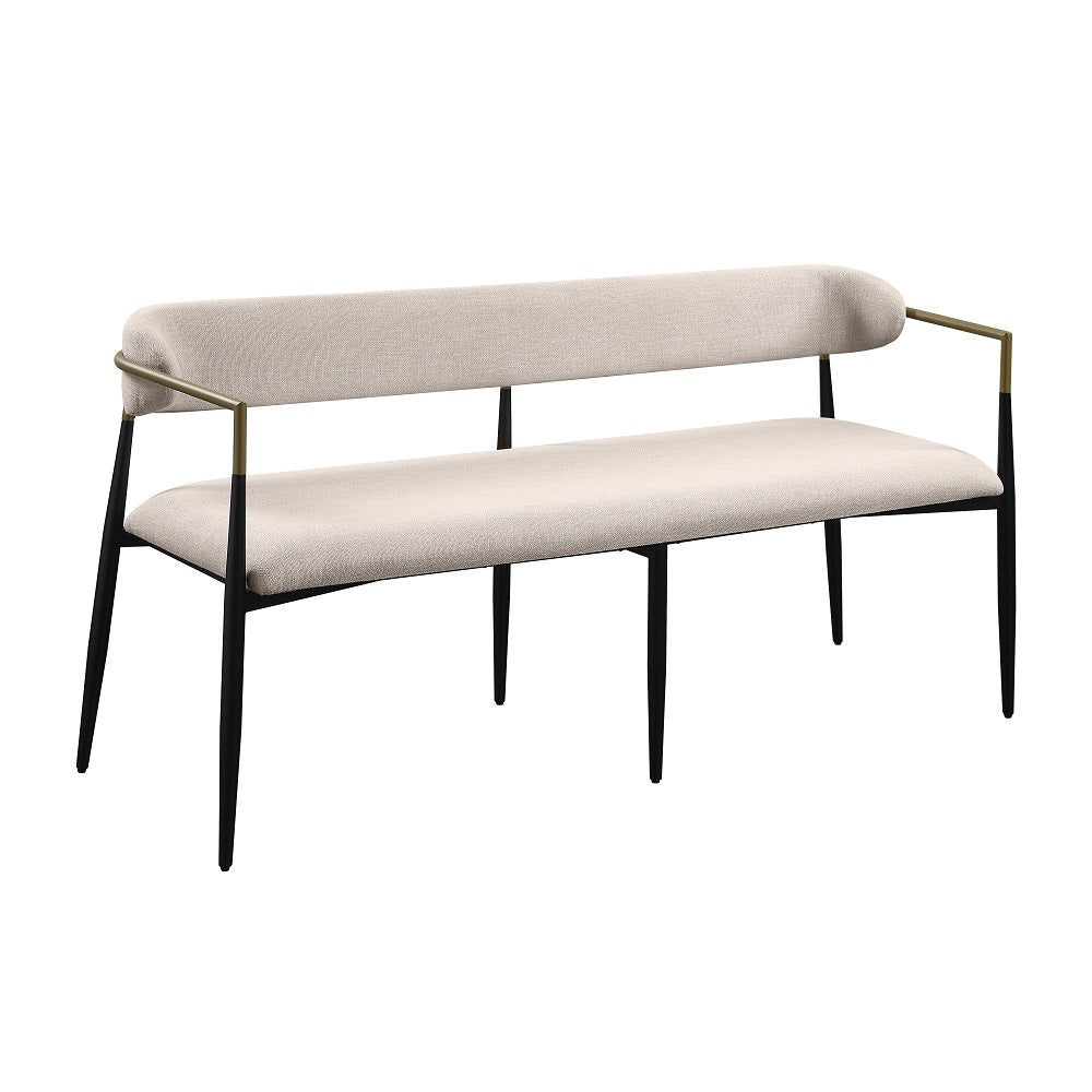 ACME Jaramillo Beige Linen & Black Bench Model DN02698