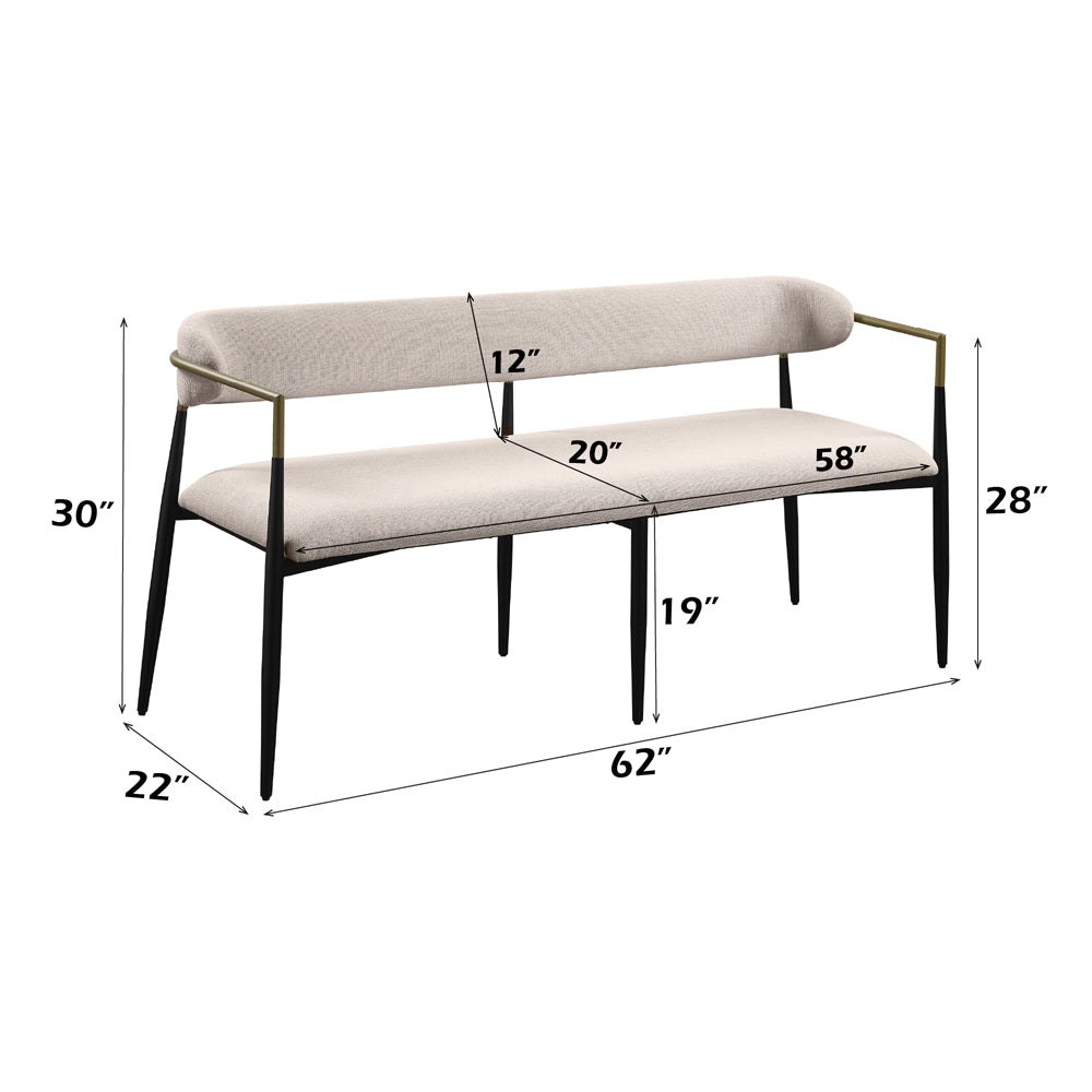 ACME Jaramillo Beige Linen & Black Bench Model DN02698