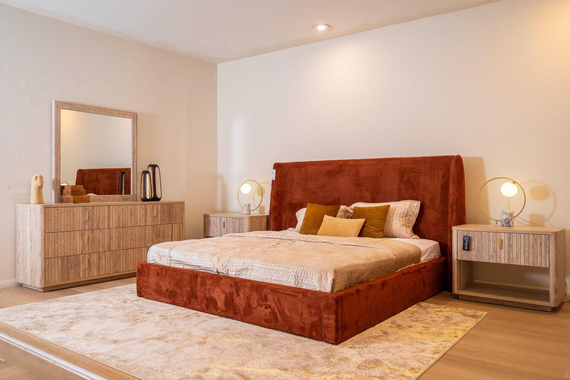 Nova Domus Roma Modern Faux Travertine & Gold Dresser Model VGAN-ROMA-DRS