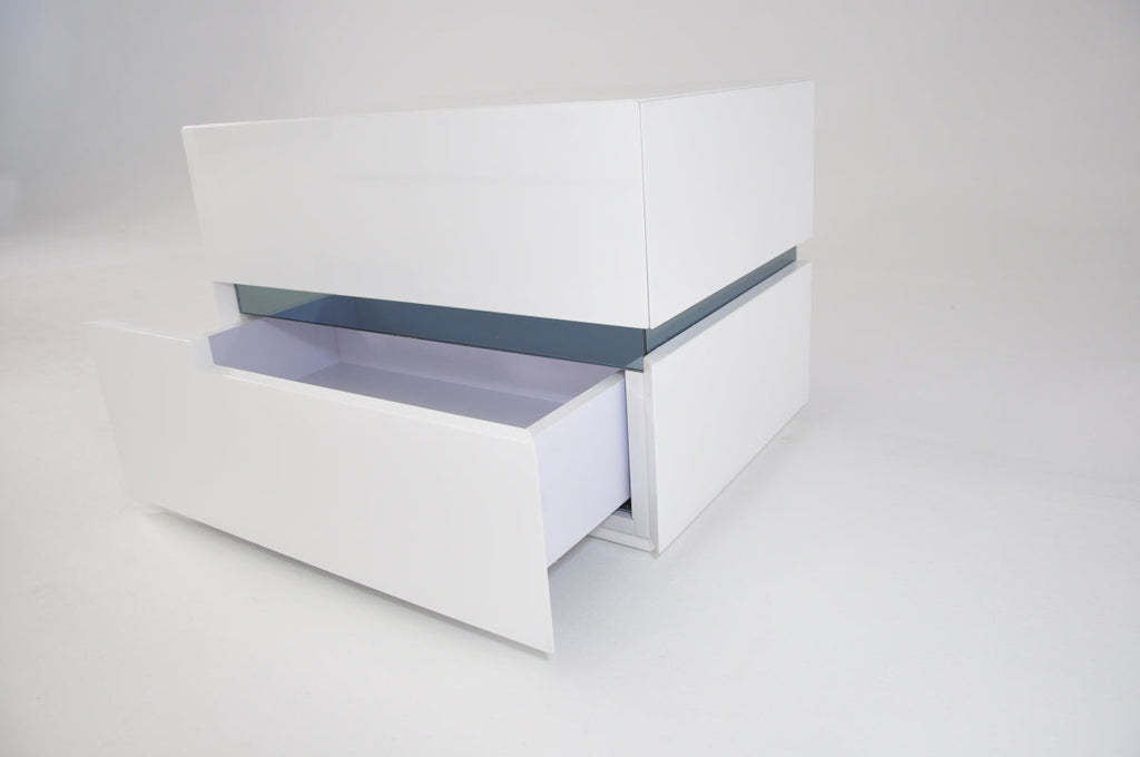 Lit plateforme moderne en cuir blanc Elbrus, modèle VGKCELBRUS-WHT