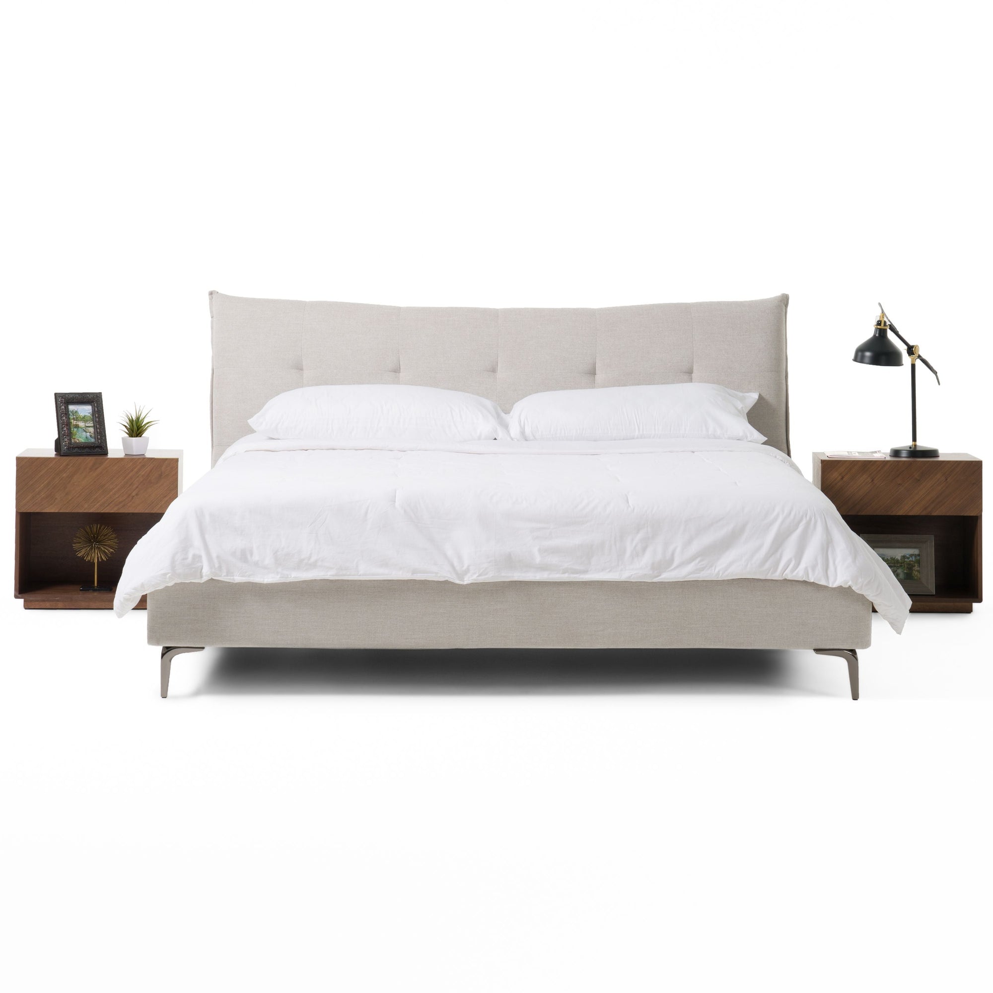 Lit Eastern King Modrest Dysart moderne en tissu gris, modèle VGMB-B029-BED-EK