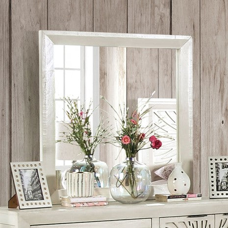 Miroir contemporain Geneva Ivory de Furniture of America, modèle EM7080IV-M