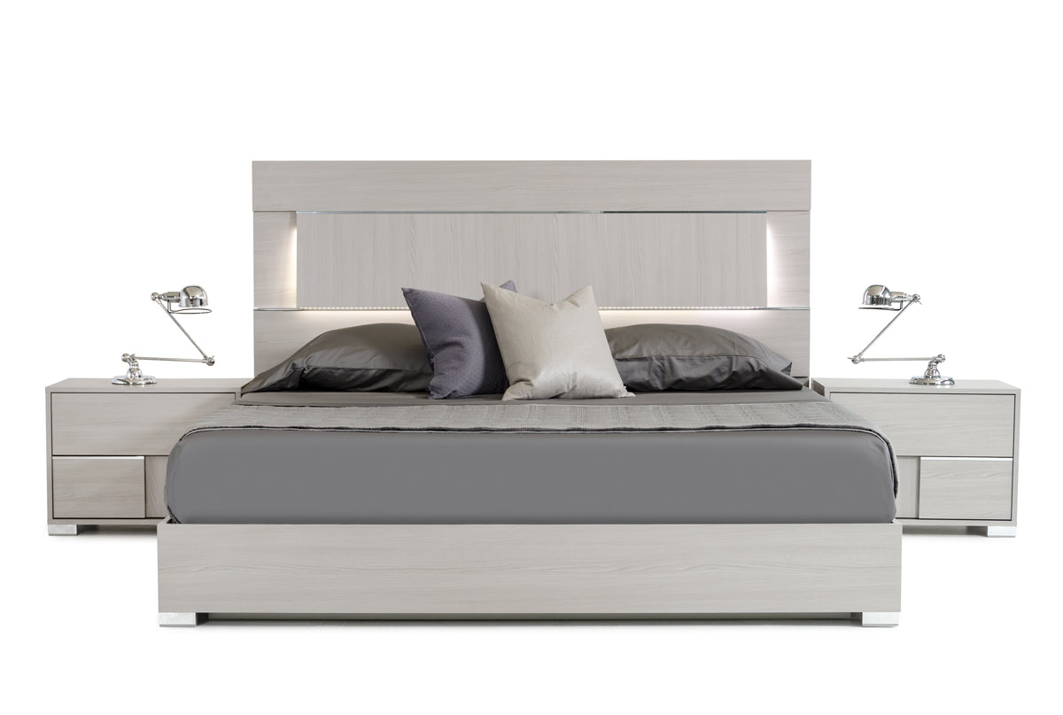 Lit California King Modrest Ethan, modèle de lit italien moderne gris VGACETHAN-BED-CK