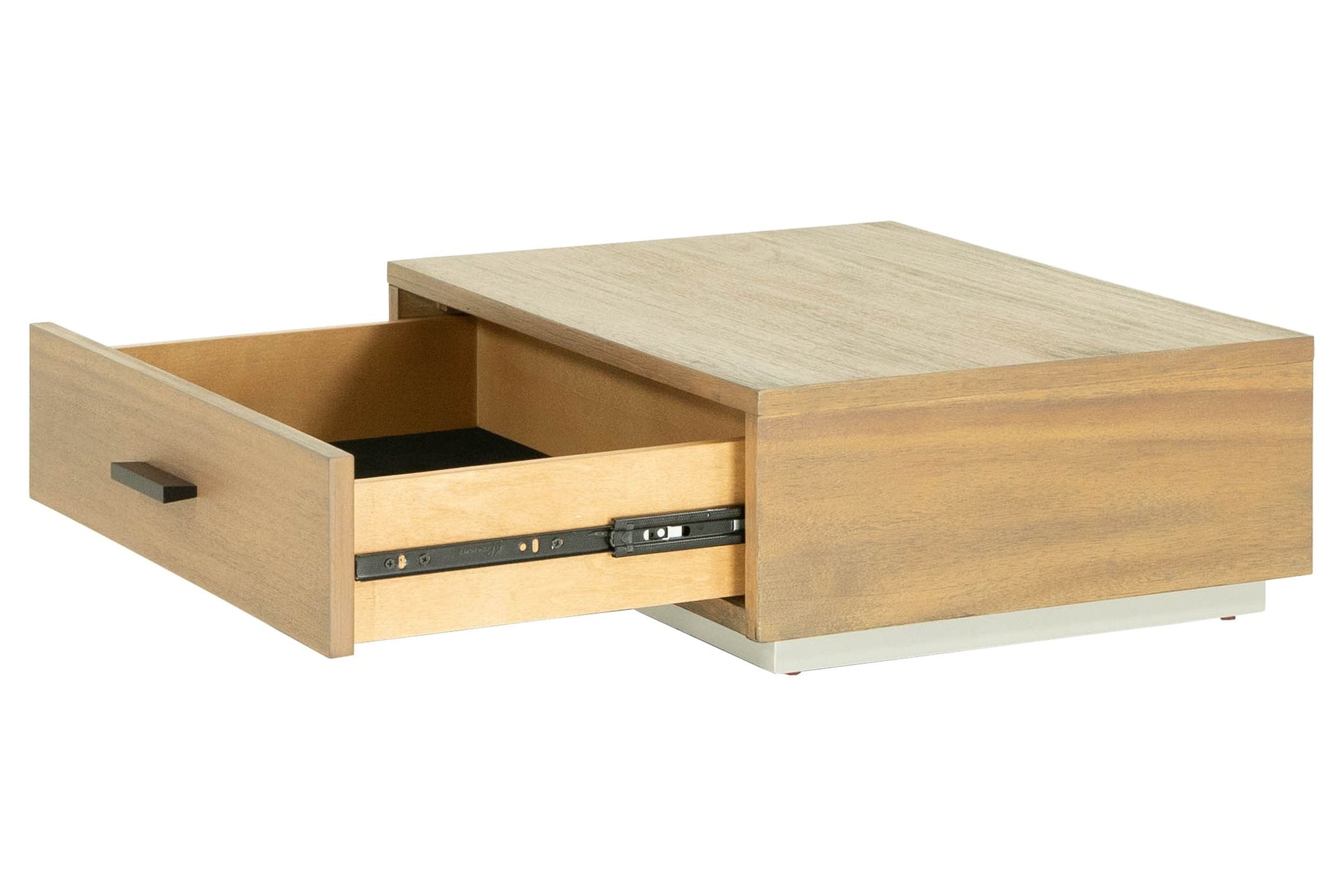 Lit contemporain Eastern King Nova Domus Fantasia en noyer et gris avec deux tables de chevet, modèle VGWDHL-W01-01-BED-2NS-LTWLT-EK