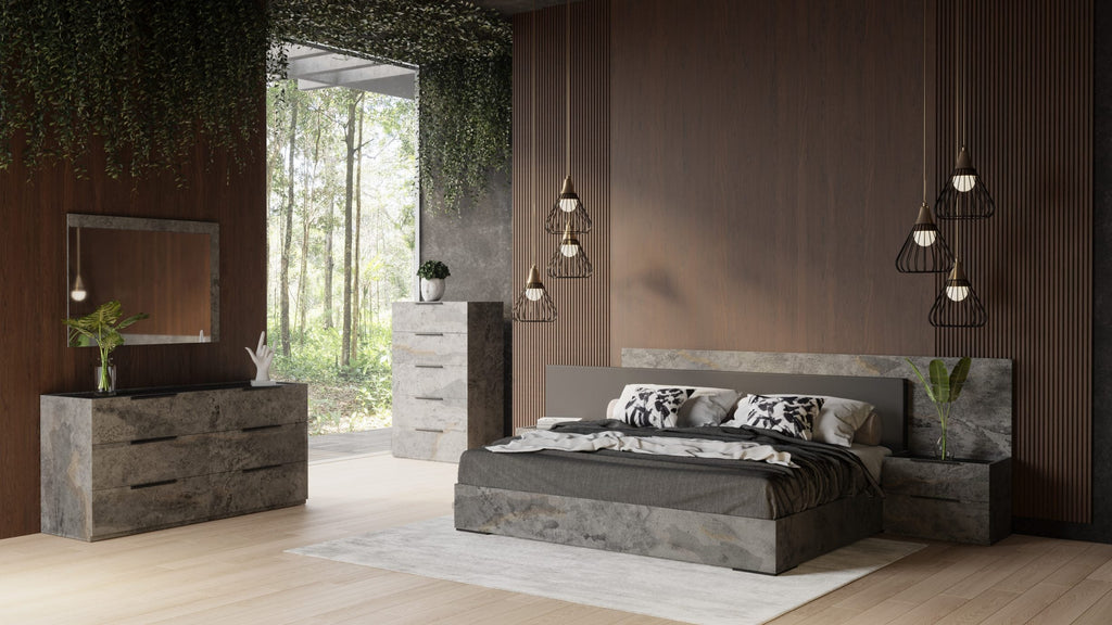 Nova Domus Ferrara Queen Modern Volcano Oxide Grey Bed With Nightstands Model VGACFERRARA-BED-2NS-SET-Q