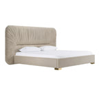 Modrest Florence Modern Beige Velvet & Leatherette Bedroom Set Model VGVC-BD2410-SET