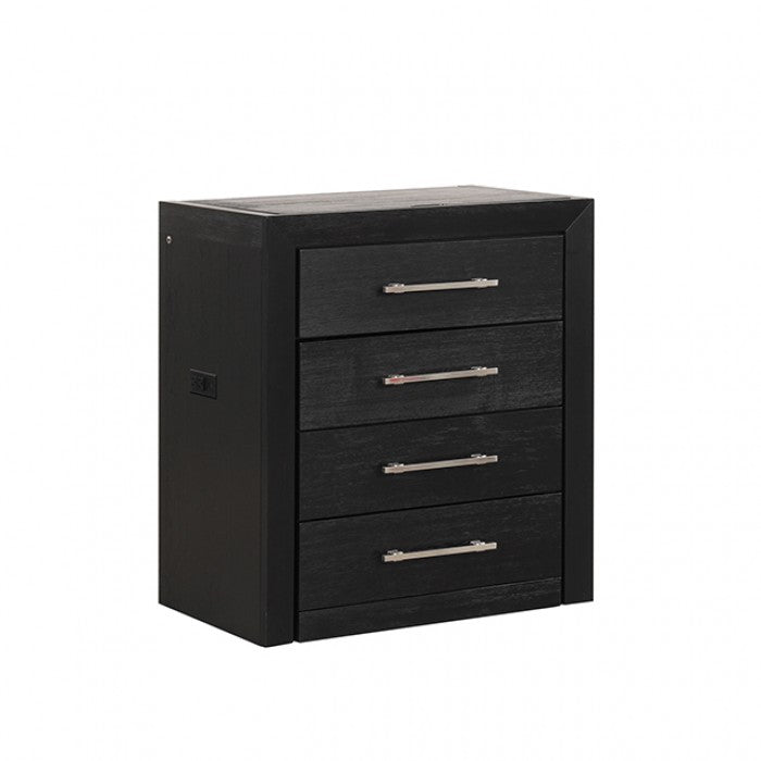 Ensemble coiffeuse contemporaine noire Ashbourne de Furniture of America avec tabouret, modèle FM-AC415BK-V