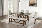 Furniture of America Losone Brown/White Rustic Bench W/ Cushion Model FM3422WH-BN